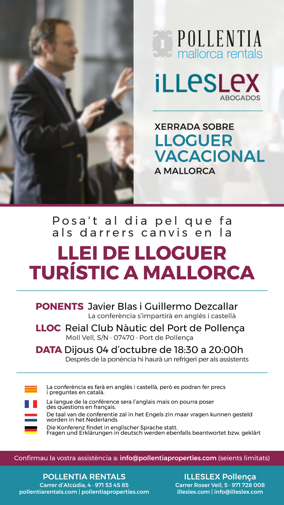 Conferència sobre el lloguer vacacional a Mallorca | Pollentia Properties